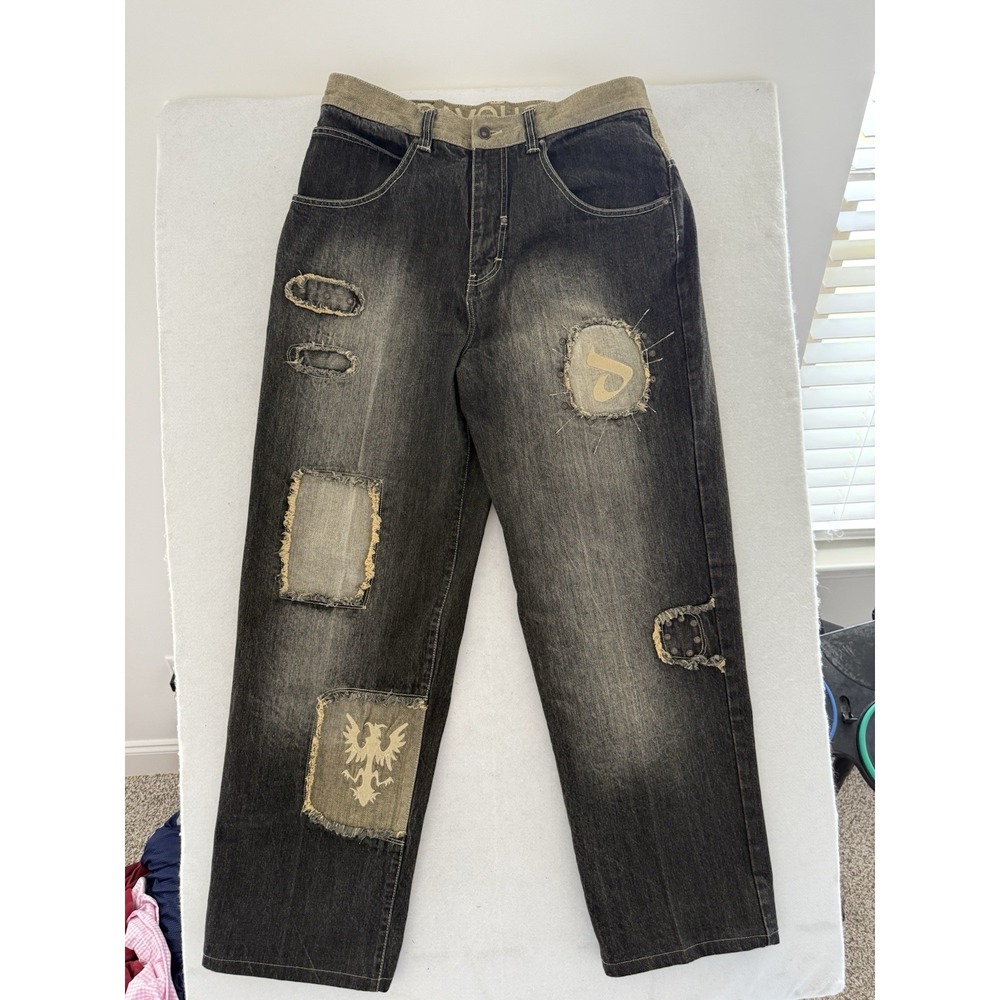 Vintage Davoucci Jeans Mens 36x32 Fade Patch Loose Baggy Wide Leg Streetwear Y2K